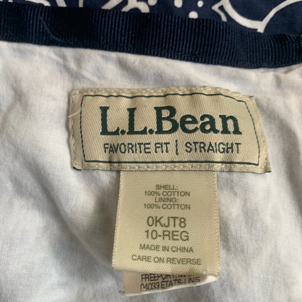 4/$15  L. L. Bean Blue and White floral Skirt 10 Regular Favorite Fit Straight - Picture 3 of 5